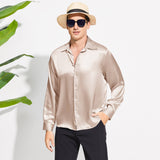100% Mulberry Men's Silk Shirt Long Pure Silk Dress Shirts