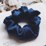 100% Mulberry Silk - scrunchies For Hair Sleep 30 Momme Navy Blue M