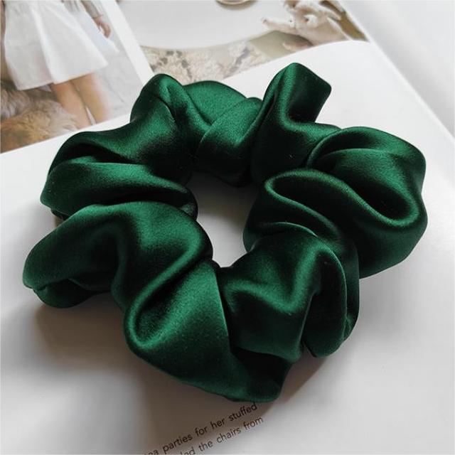 100% Mulberry Silk - scrunchies For Hair Sleep 30 Momme Green M