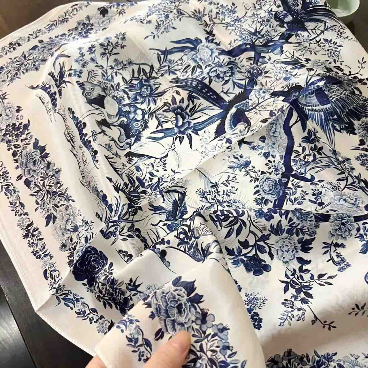 100% Silk Scarf For Women Floral Scarf Square Head Scarf