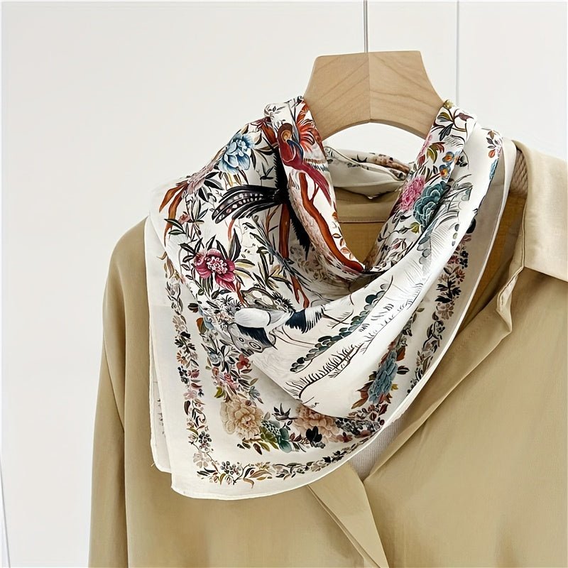 100% Silk Scarf For Women Floral Scarf Square Head Scarf