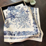 100% Silk Scarf For Women Floral Scarf Square Head Scarf