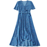 100% Pure Silk Vintage Style Dress Ladies Summer Chic Silk Dresses