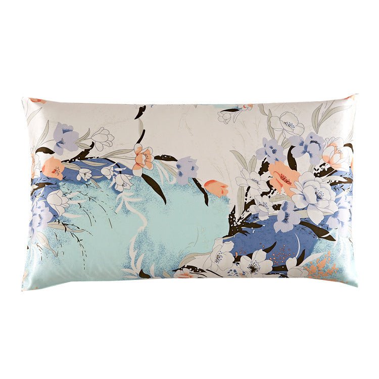 19 Momme Housewife Silk Pillowcase Hidden Zipper Floral Print Silk Pillowcases