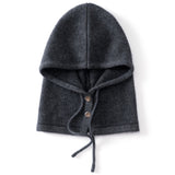 Womens Cashmere Hooded Scarf Button Up Cashmere Balaclava Cashmere Neck Warmer