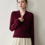Pull en cachemire pour femme Col en V Pull en tricot de cachemire Wrap en cachemire