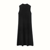 Robe en cachemire sans manches pour femme Robe midi en tricot de cachemire à col montant