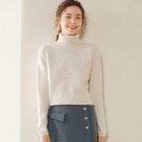 Pull en cachemire à col roulé pour femme Pull à col roulé en tricot texturé