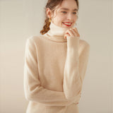 Pull en cachemire à col roulé pour femme Pull en cachemire à manches longues Ourlet côtelé