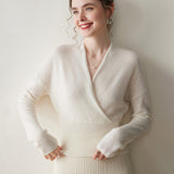 Pull en cachemire pour femme Col en V Pull en tricot de cachemire Wrap en cachemire