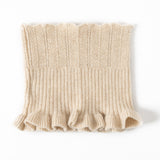Womens Cashmere Neck Warmer Ribbed Knit Cashmere Snood with Ruffled Edge