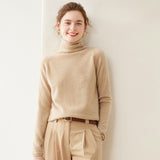 Pull en cachemire à col roulé pour femme Pull en tricot de cachemire à manches longues