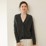 Pull en cachemire texturé pour femme Cardigan à boutons en cachemire à col en V