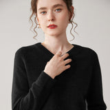 Womens V Neck Cashmere Sweater Long Sleeve Cashmere Knit Pullover