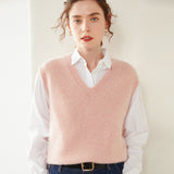 Womens Cashmere Sweater Vest Sleeveless Cashmere Knit Pullover Rib Hem
