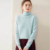 Pull en cachemire à col roulé pour femme Pull en cachemire à manches longues Ourlet côtelé