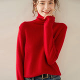 Pull en cachemire à col roulé pour femme Pull en cachemire à manches longues Ourlet côtelé
