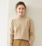 Pull en cachemire à col roulé pour femme Pull à col roulé en tricot texturé