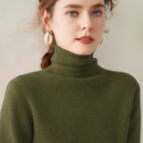 Pull en cachemire à col roulé pour femme Pull en cachemire à manches longues Ourlet côtelé