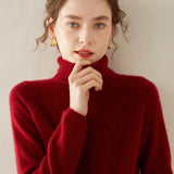 Pull en cachemire à col roulé pour femme Pull à col roulé en tricot texturé