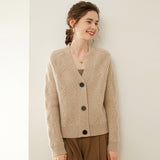 Pull en cachemire texturé pour femme Cardigan à boutons en cachemire à col en V