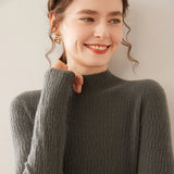 Womens Mock Neck Cashmere Ribbed Sweater Cashmere Pullover