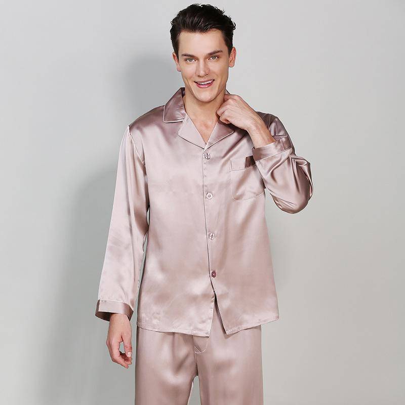 Men's Long Luxury Mulberry Silk Pyjamas Pure Silk Sleepwear