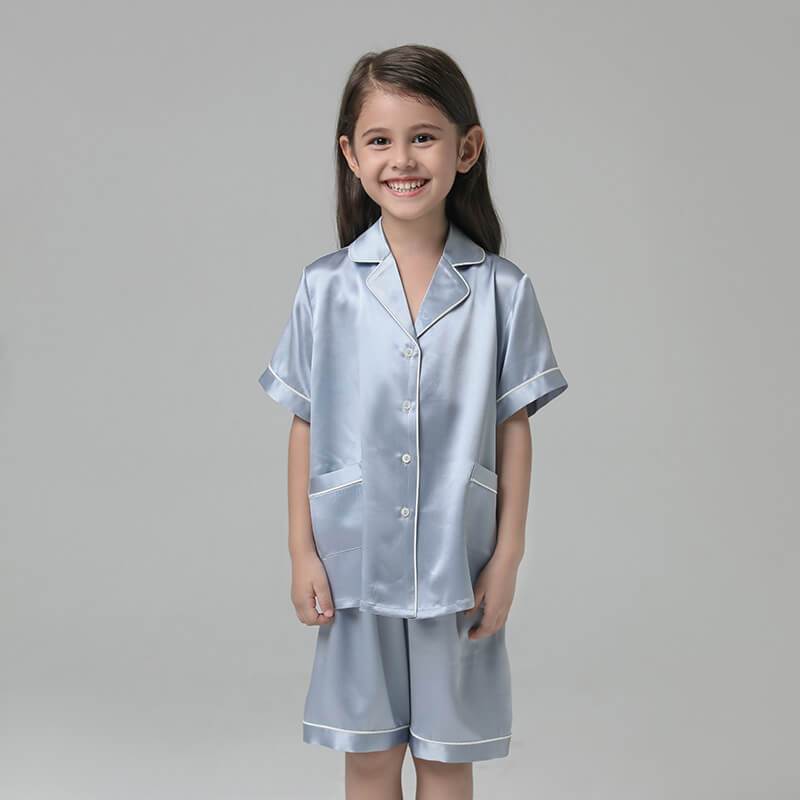 Short Kids' Silk Pajama Set Child's Silk Pajamas