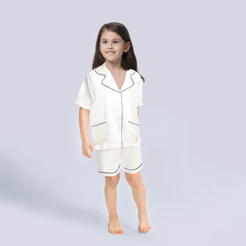 Short Kids' Silk Pajama Set Child's Silk Pajamas