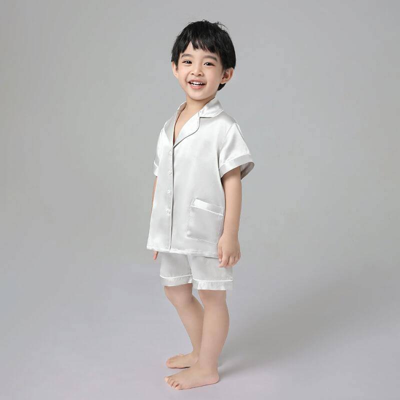 Boys Silk Pajama Sets Short Two Piece Kids Silk Sleepwear