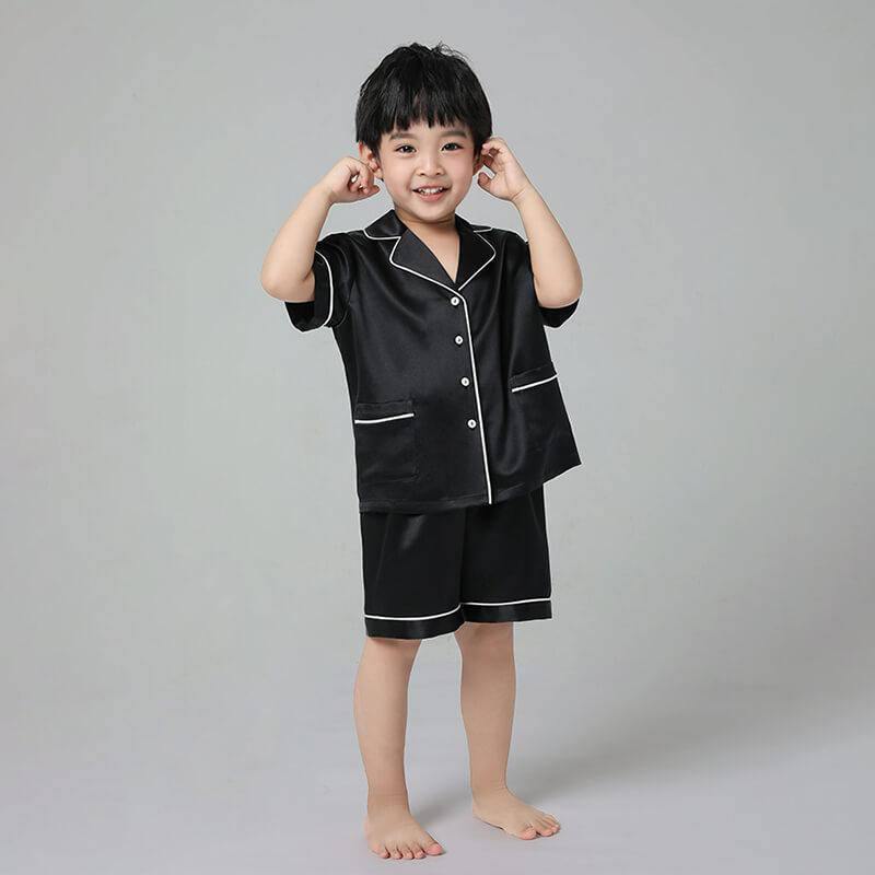 Boys Silk Pajama Sets Short Two Piece Kids Silk Sleepwear