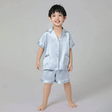Boys Silk Pajama Sets Short Two Piece Kids Silk Sleepwear