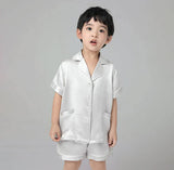 Boys Silk Pajama Sets Short Two Piece Kids Silk Sleepwear