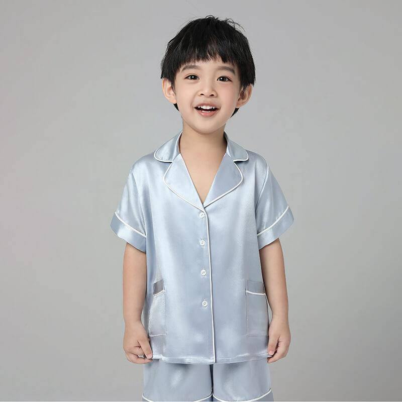 Boys Silk Pajama Sets Short Two Piece Kids Silk Sleepwear
