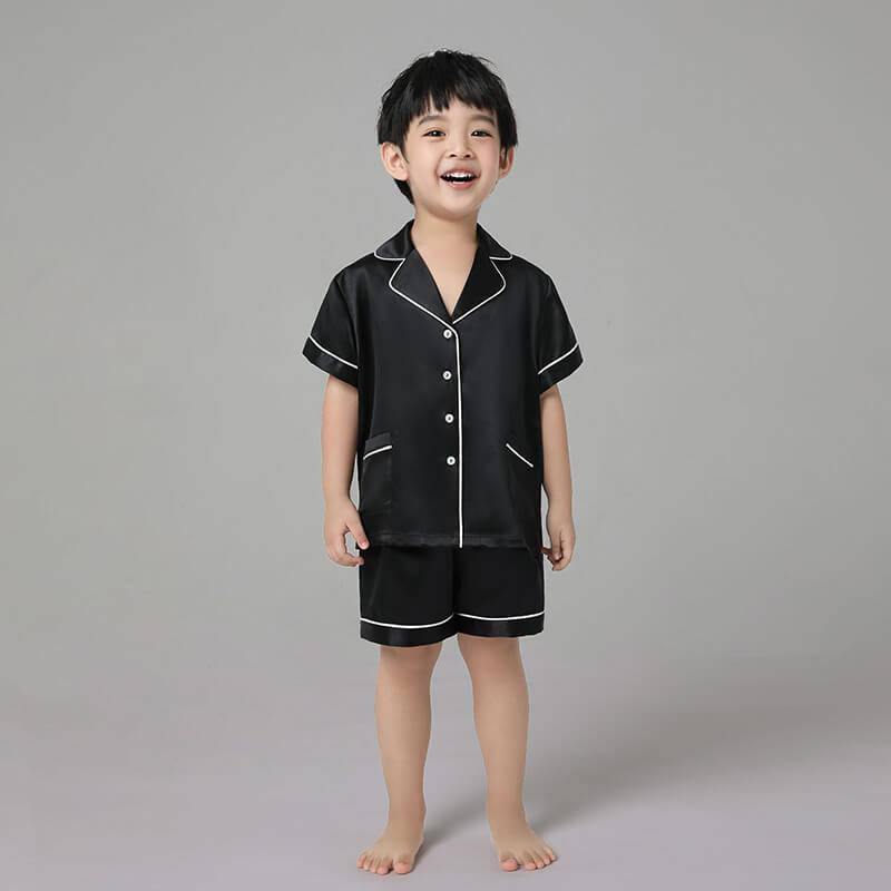 Boys Silk Pajama Sets Short Two Piece Kids Silk Sleepwear