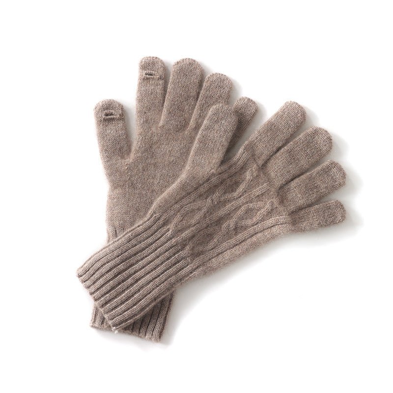 Cable Knit Pure Cashmere Touchscreen Gloves Cashmere Winter Mitts
