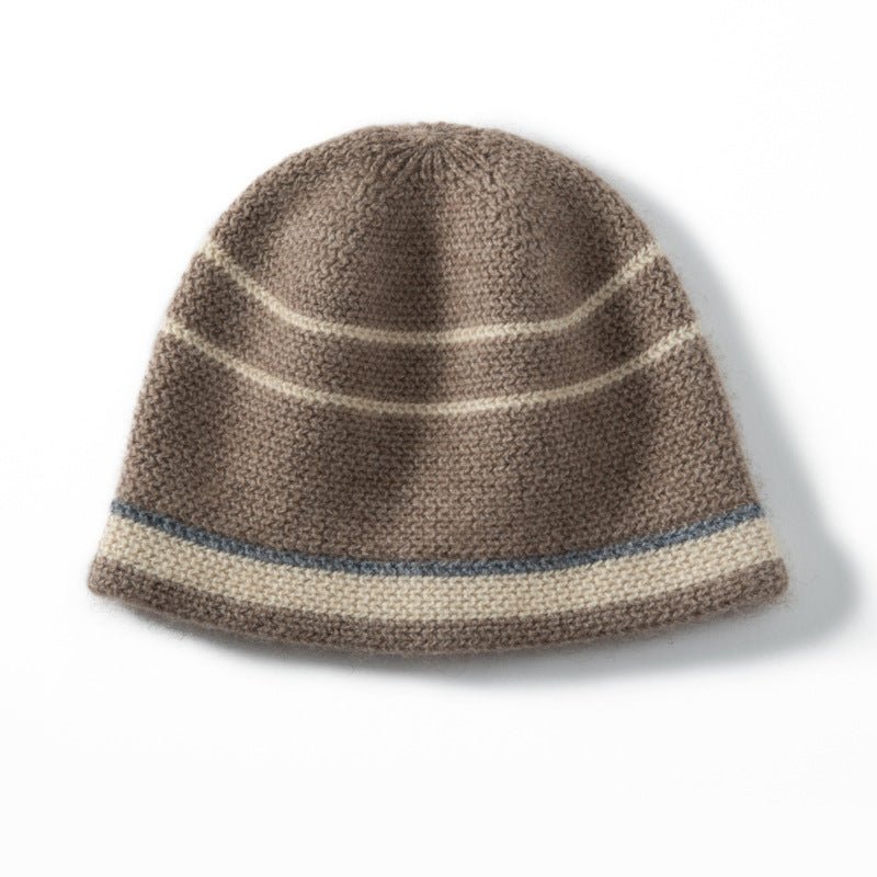 Cashmere Beanie Stripe Cashmere Winter Hat Unisex 100% Cashmere Cap