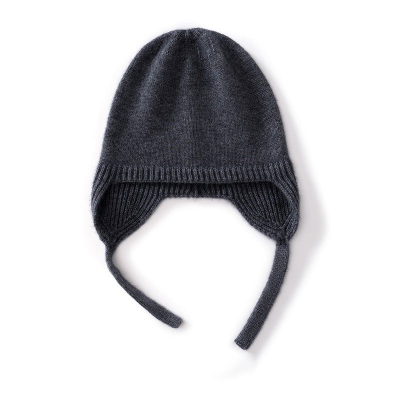 Cashmere Earflap Beanie Pure Cashmere Bonnet Cap Cashmere Winter Hat with Strings