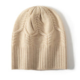 Cashmere Hats Ribbed Edge for Women Cashmere Knitted Beanie