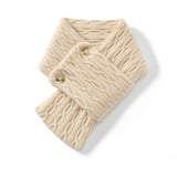 Womens Soft Cashmere Cable Knit Scarf With Button Beige M