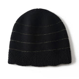 Chevron Border Pure Cashmere Beanie Cashmere Hat Textured Knit