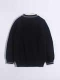Childrens Cashmere Sweater Zebra Pattern Crew Neck Cashmere Pullover Black 90