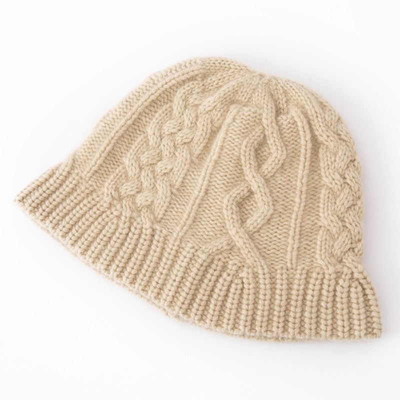 Chunky Cashmere Bucket Hat Cashmere Cable Beanie for Women