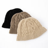 Chunky Cashmere Bucket Hat Cashmere Cable Beanie for Women