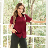 Classic Short Womens Silk Blouse Silk Button Down Shirt