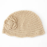 Crochet Knit Cashmere Hat with Sequins Flower Cashmere Blend Beanie