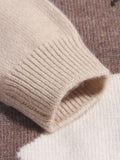 Cute Kids Cashmere Sweater Cats Motif Crew Neck Cashmere Pullover Beige 90