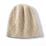 Diamond Cashmere Beanie Textured Cashmere Knit Hat for Men and Women