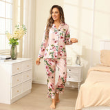Floral Silk Pajama Set For Women Printed pure Silk nightwear