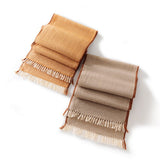 Fringed Pure Cashmere Scarf for Women Cashmere Wrap with Woven Trim